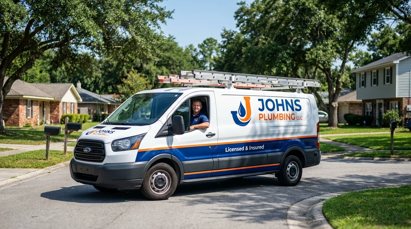 Johns Plumbing LLC service van in South Sioux City, NE