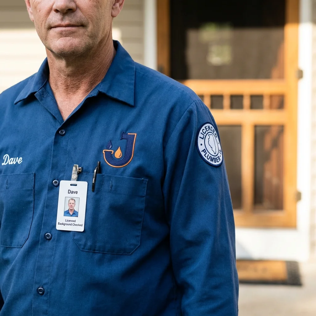 Licensed plumber showing ID badge in South Sioux City, NE