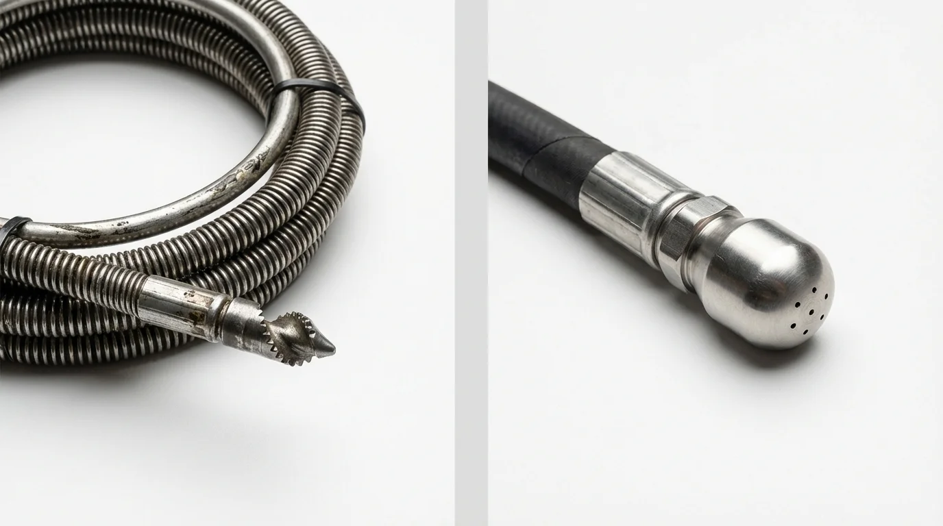 Drain snake cable and hydro jetting nozzle used for drain cleaning in South Sioux City, NE