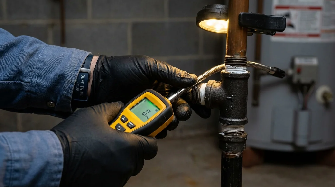 Gas leak detection with electronic sniffer by Johns Plumbing LLC in South Sioux City