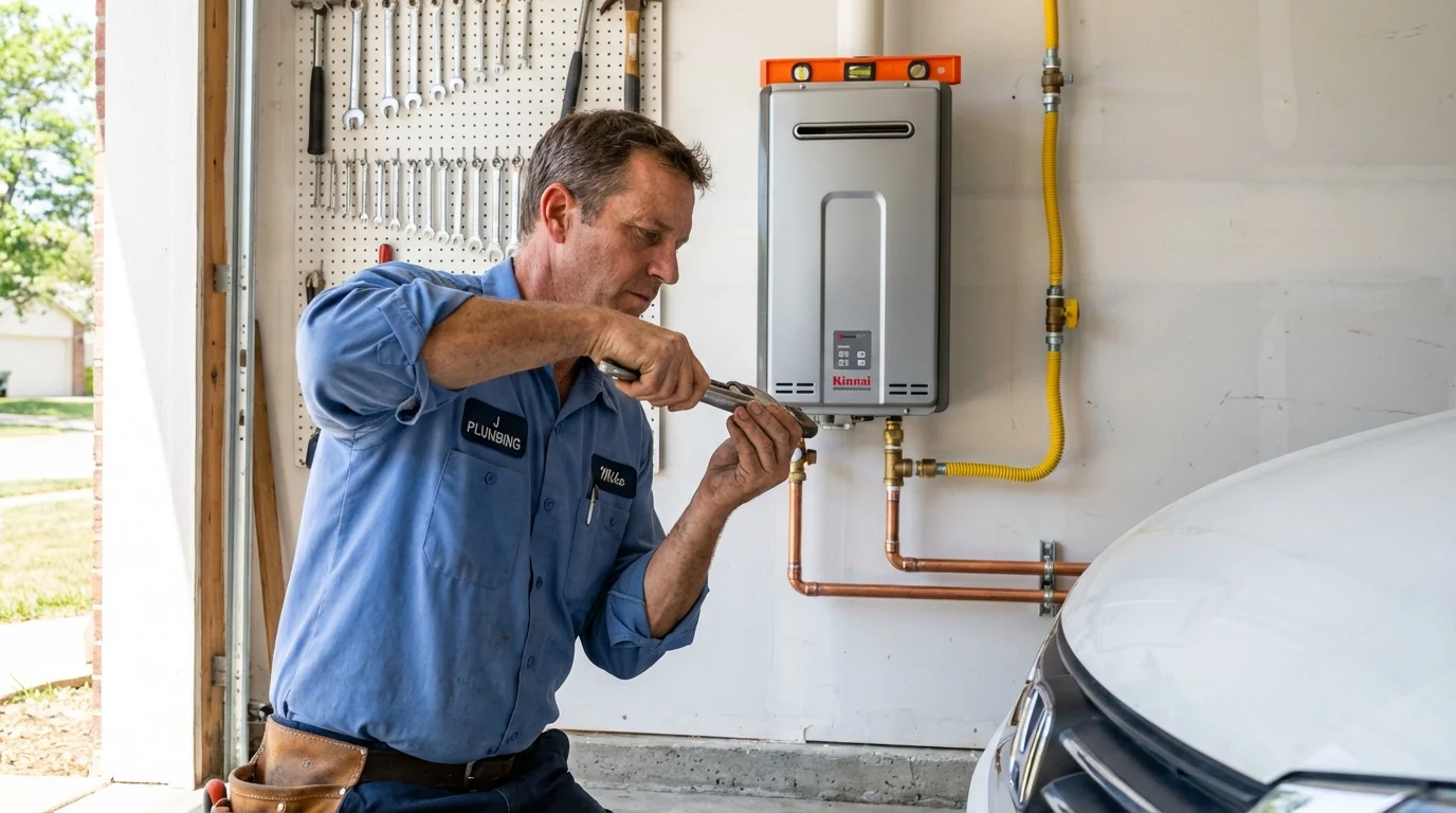 Tankless water heater installation by a Johns Plumbing LLC plumber in South Sioux City
