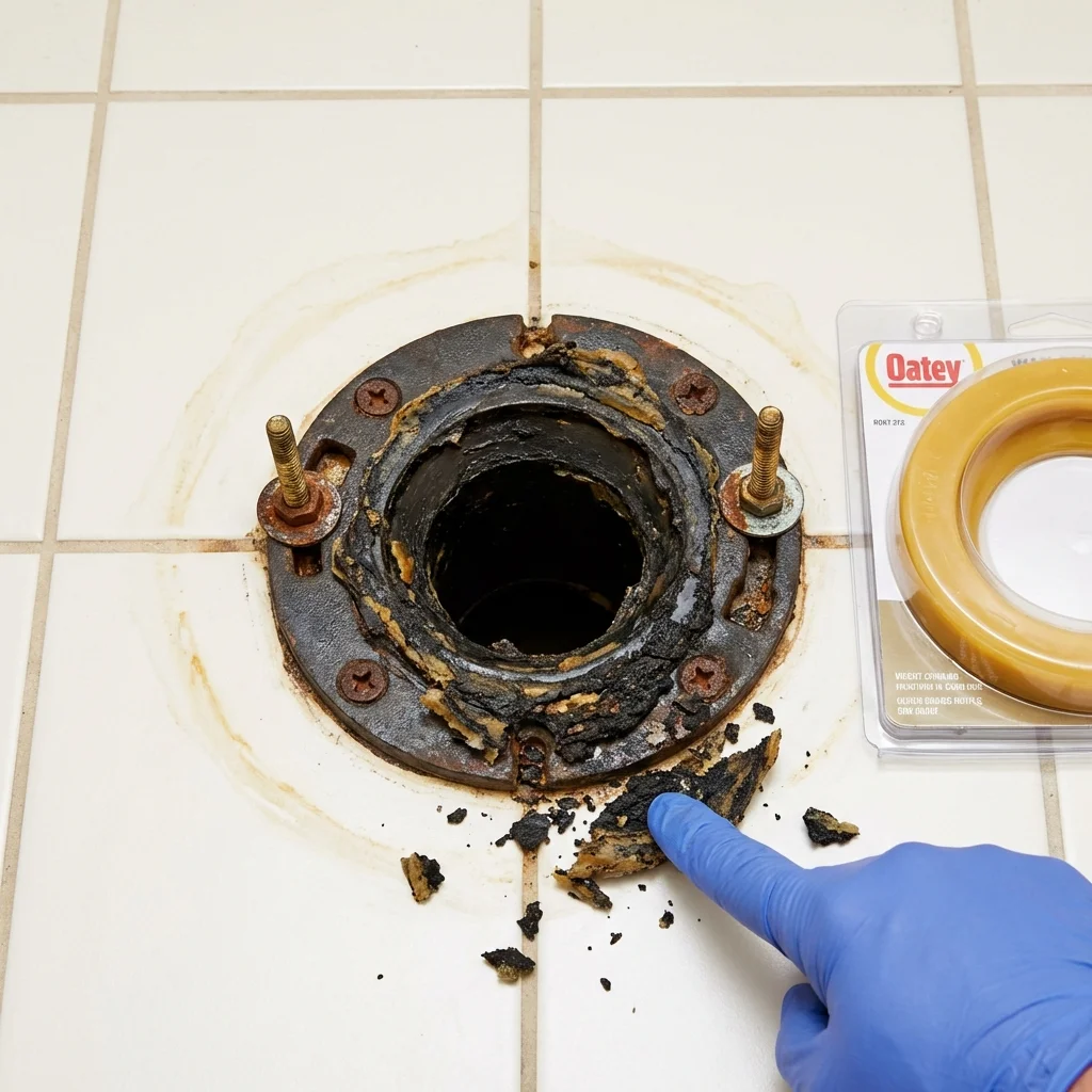 Failed wax ring showing water seepage at the base of a toilet in a South Sioux City, NE home